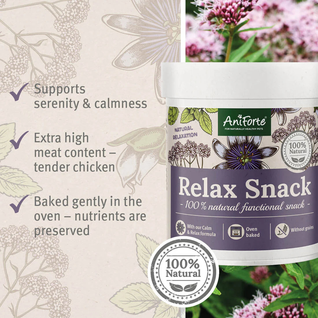 Aniforte Relax Snack Dogs Tub 300g
