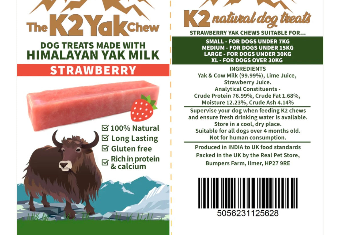 Strawberry Yak Chew Dog Treat