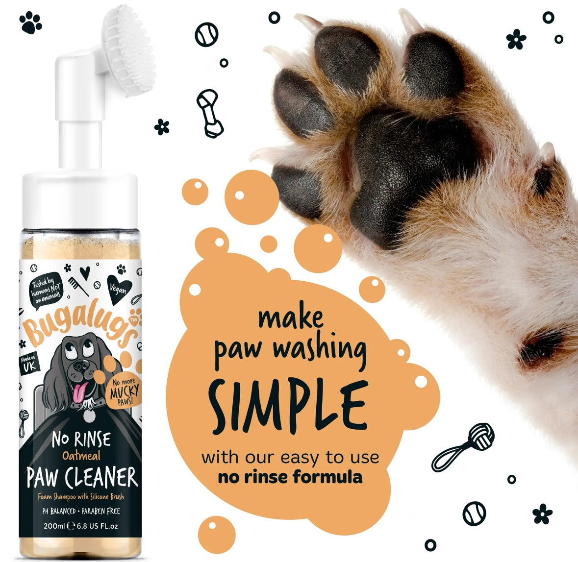 Bugalugs No Rinse Paw Cleaner Oatmeal Sensitive