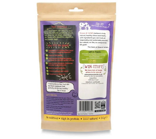 Beef Hearties Natural Dog Treat 140g Bag