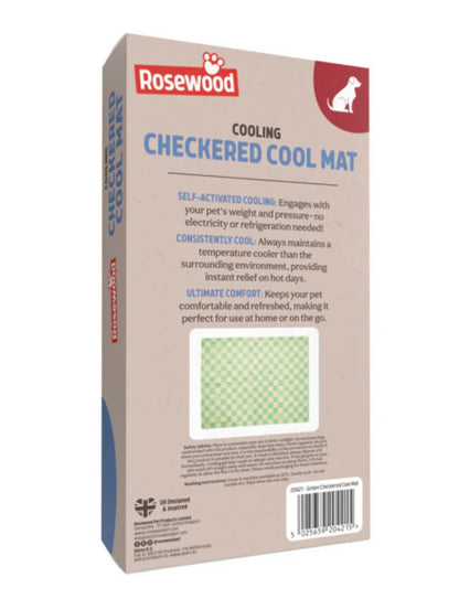 Rosewood Medium Check Checkered Cool Cooling Mat Dog Summer Green 65x50cm