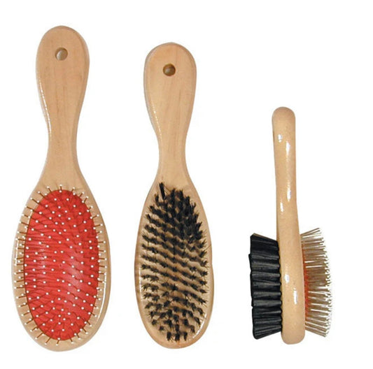 Medium Double Sided Wooden Dog Brush