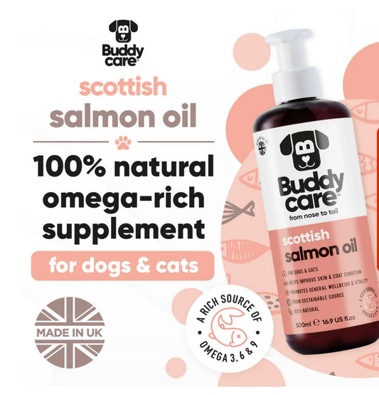 Bulk Buddy Care Salmon Oil 5 Litre Tub Cat and Dog Supplement Joints Coat
