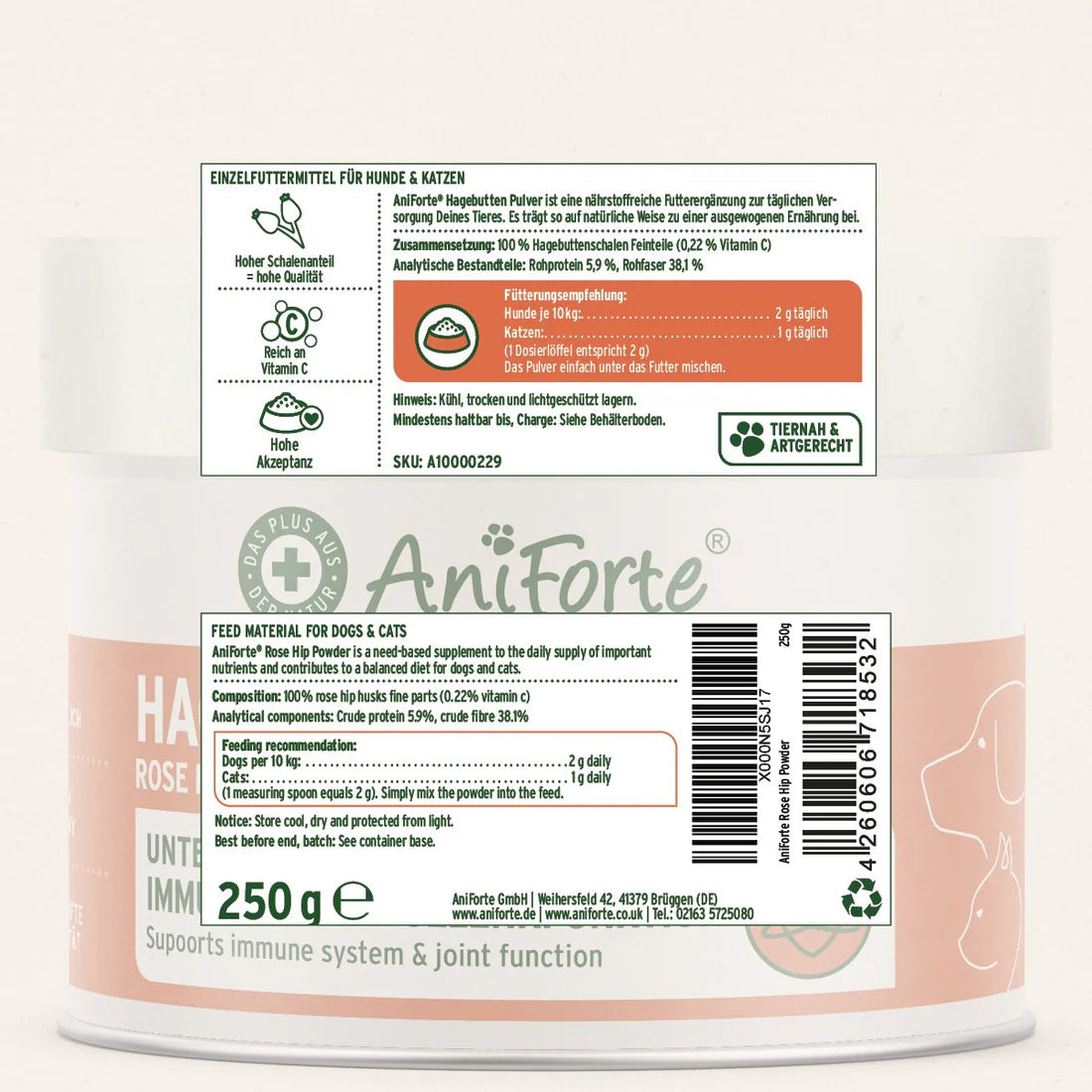 AniForte® Rose Hip Powder for Dogs and Cats 250g