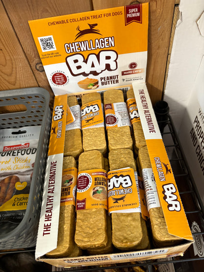 Black Friday Deal 2x Chewllagen BAR 5" Peanut Butter  Medium Long Lasting Treat Chew Grain Free