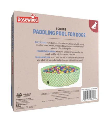 Rosewood Dog Paddling Pool Medium Green Checkered Check Ball Pit