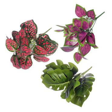 Habistat Colour Mix Decor Foliage Artificial Plastic Plant 3 Pack