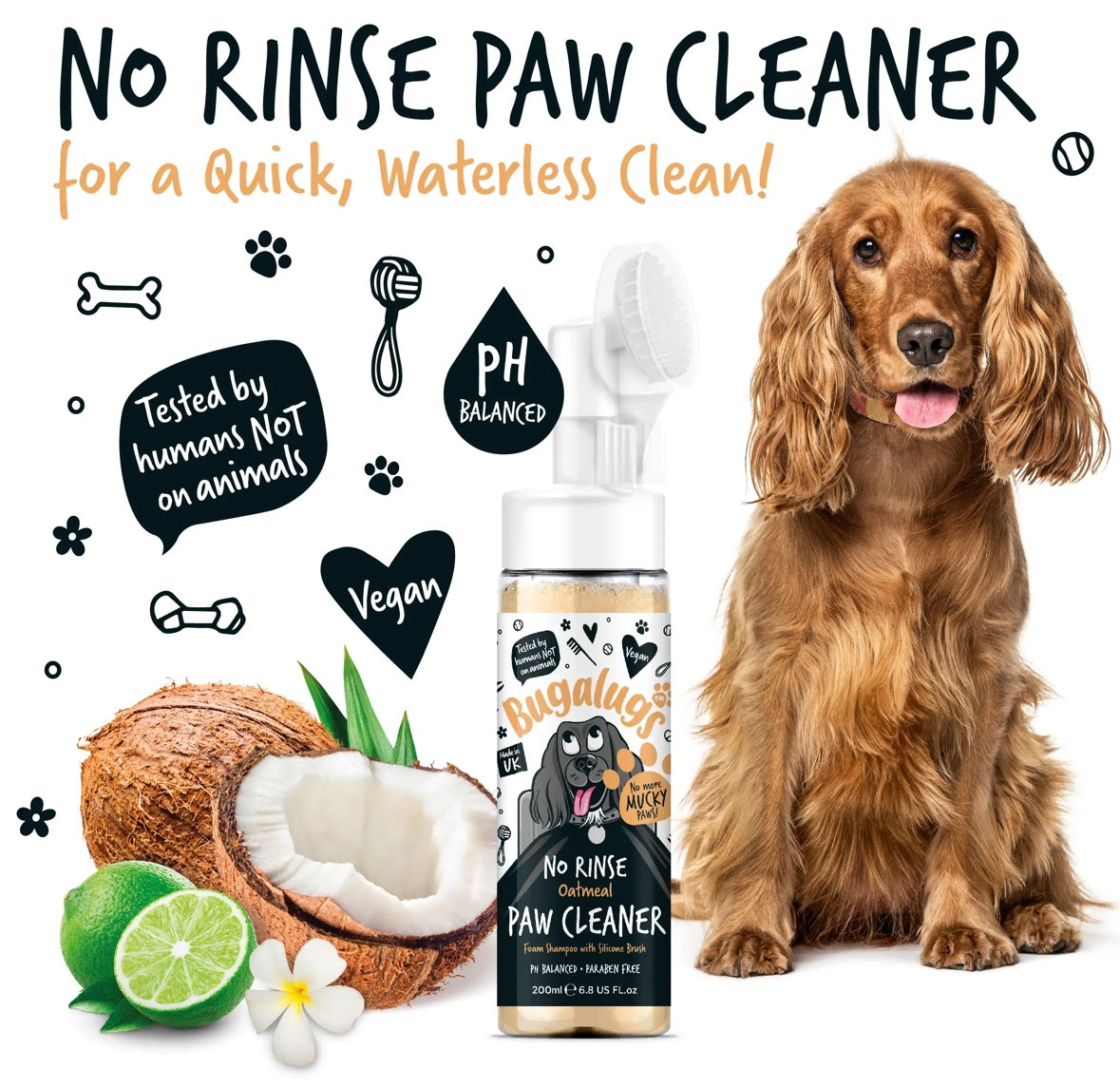 Bugalugs No Rinse Paw Cleaner Oatmeal Sensitive