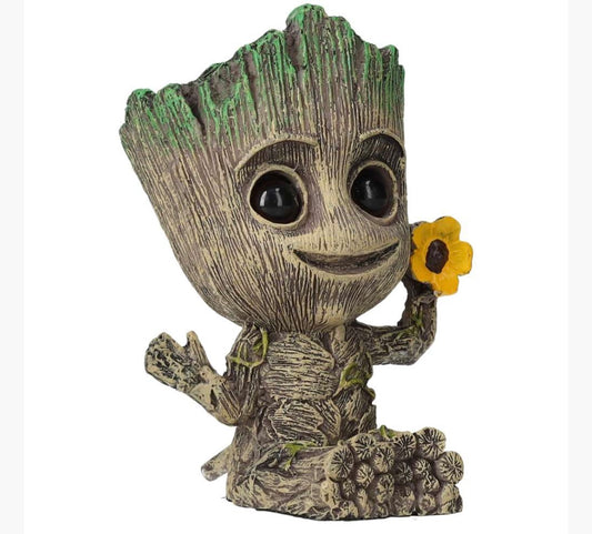 Groot With Flower Ornament Enclosure Fish Tank Airstone Sitting 70x65x120mm