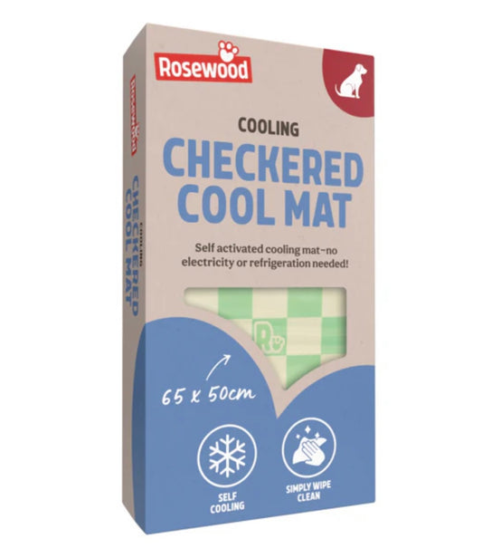 Rosewood Medium Check Checkered Cool Cooling Mat Dog Summer Green 65x50cm
