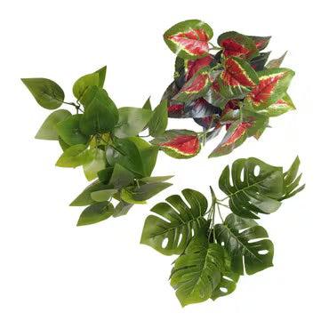 Habistat Green Mix Decor Foliage Artificial Plastic Plant 3 Pack