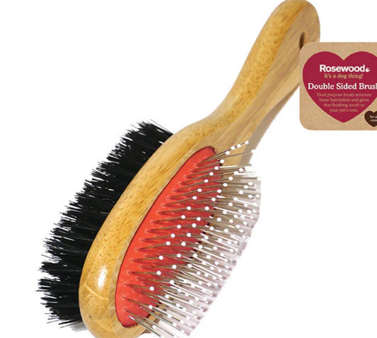 Medium Double Sided Wooden Dog Brush