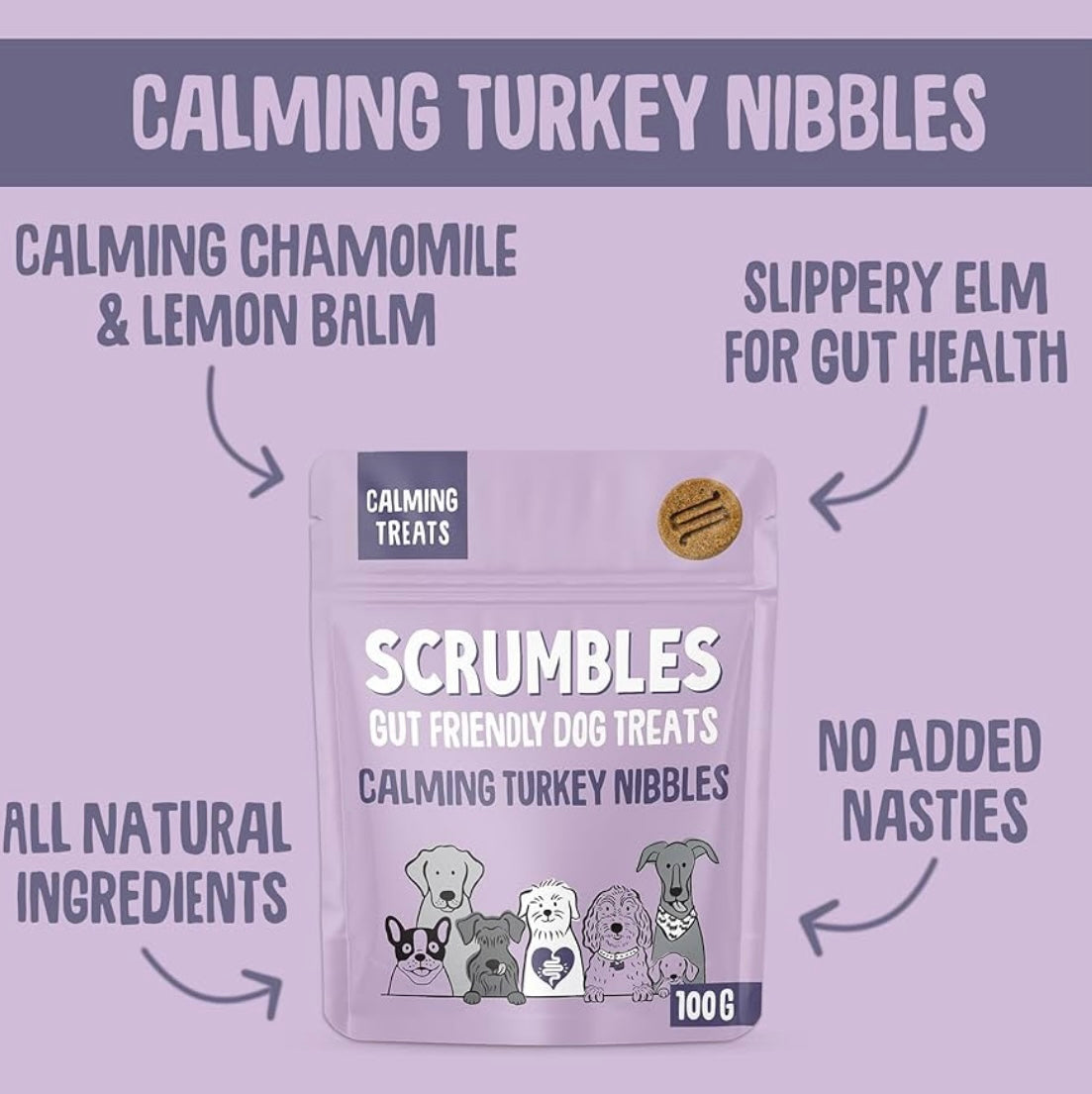 Scrumbles Calming Turkey Dog Treats 100g