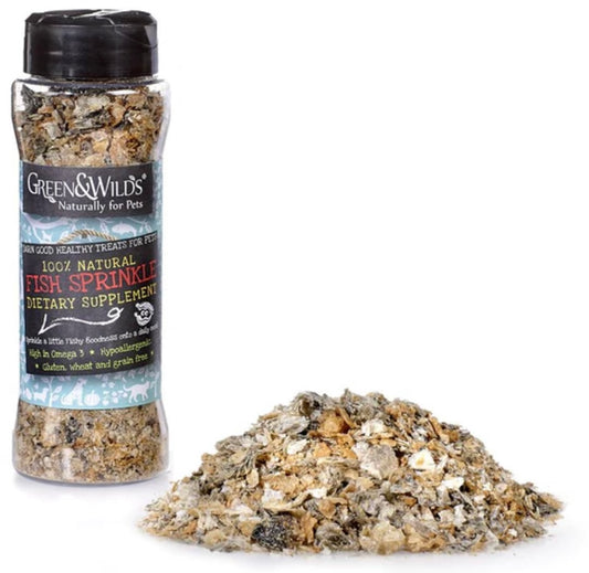 Green and Wild Fish Sprinkles for Dog & Cat Food Topper Enrichment